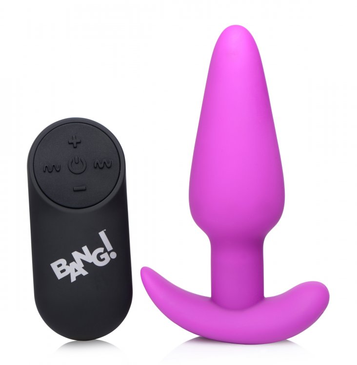 Plug Anal Potente Vibrador Masaje Unisex Potente Control Remoto Remote Control 21X Vibrating Silicone Butt Plug - Purple