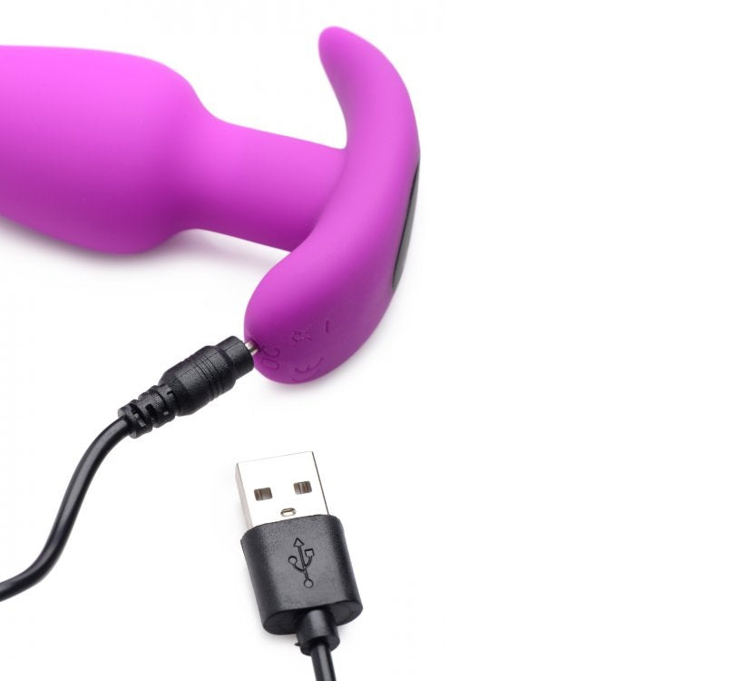Plug Anal Potente Vibrador Masaje Unisex Potente Control Remoto Remote Control 21X Vibrating Silicone Butt Plug - Purple