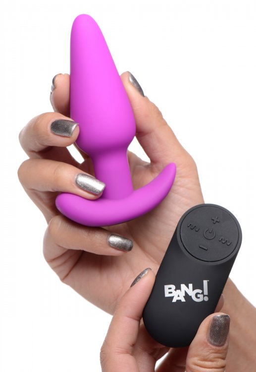 Plug Anal Potente Vibrador Masaje Unisex Potente Control Remoto Remote Control 21X Vibrating Silicone Butt Plug - Purple