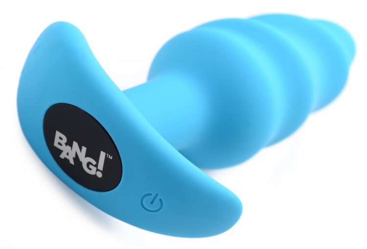 Plug Vibrador Anal Estimulador Principiante Unisex Recargable 21X Remote Control Vibrating Silicone Swirl Butt Plug - Blue