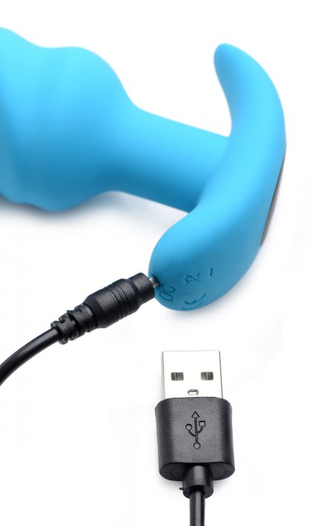 Plug Vibrador Anal Estimulador Principiante Unisex Recargable 21X Remote Control Vibrating Silicone Swirl Butt Plug - Blue