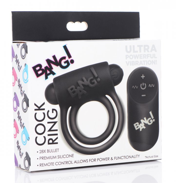 Anillo Pene Inalámbrico Control Remoto 7 Vibraciones Remote Control 28X Vibrating Cock Ring & Bullet - Black