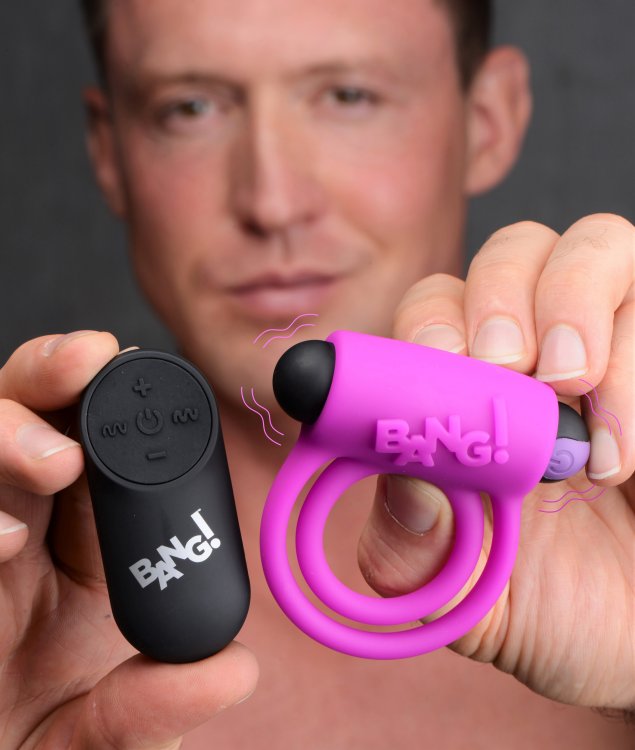 Anillo Pene Inalámbrico Control Remoto 7 Vibraciones 28X Vibrating Cock Ring & Bullet Purple