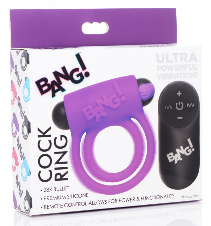 Anillo Pene Inalámbrico Control Remoto 7 Vibraciones 28X Vibrating Cock Ring & Bullet Purple