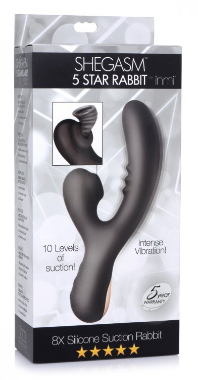 Potente Vibrador Succionador De Clitoris Recargable 8X Silicone Suction Rabbit - Black