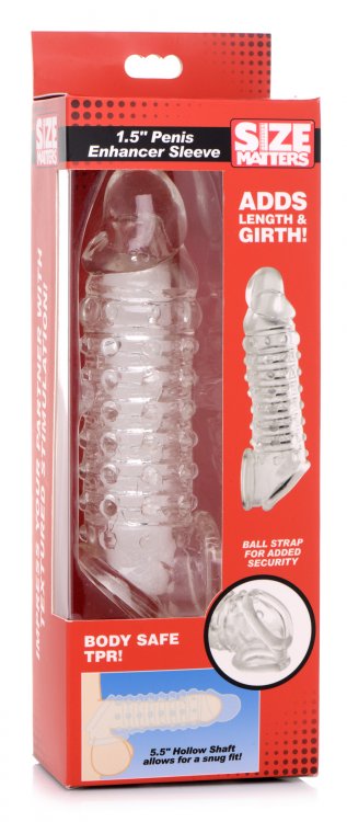 Funda Extensión Textura, Pene Incrementar Engrosar 1.5 Inch Penis Enhancer Sleeve - Clear