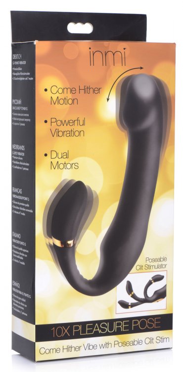 Vibrador Estimulador Vaginal Potente Silicona Flexible Inmi 10X Pleasure Pose Come Hither Silicone Vibe w/ Poseable Clit Stim