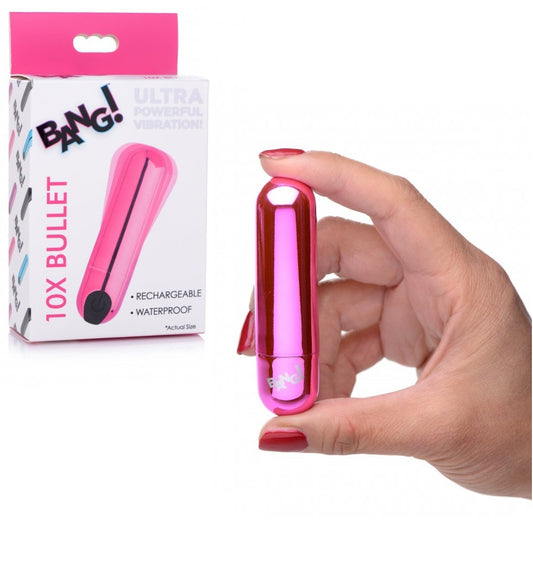 Potente Bala Vibradora Masajeadora Recargable Metallic Bang! 10X Rechargeable Vibrating Metallic Bullet - Pink