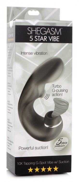 Succionador Vibrador Estimula Clítoris Punto G Pulsaciones Shegasm 5 Star 10X Tapping G-Spot Vibe w/ Suction - Black