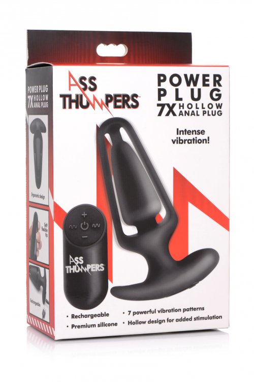 Vibrador Power Plug Anal Estimulador Silicon Control Remoto Power Plug 7X Hollow Anal Plug with Remote Control