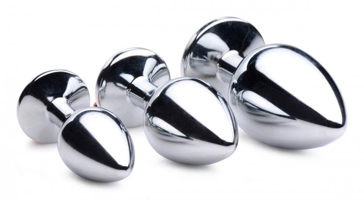 Plug Anal Set 3 Tamaños Placer Anal Plugs Gem With Bells Sex Red Gem with Bells Anal Plug Set