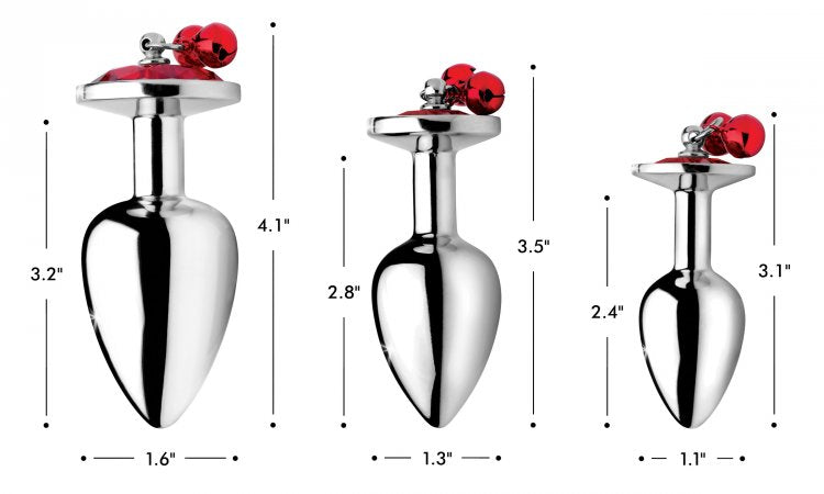 Plug Anal Set 3 Tamaños Placer Anal Plugs Gem With Bells Sex Red Gem with Bells Anal Plug Set