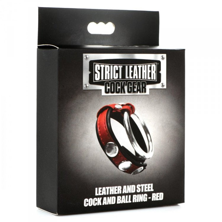 Anillo Pene Testiculos Escroto Fuertes Erecciones Cock Ring Leather And Steel Cock And Ball Ring - Red