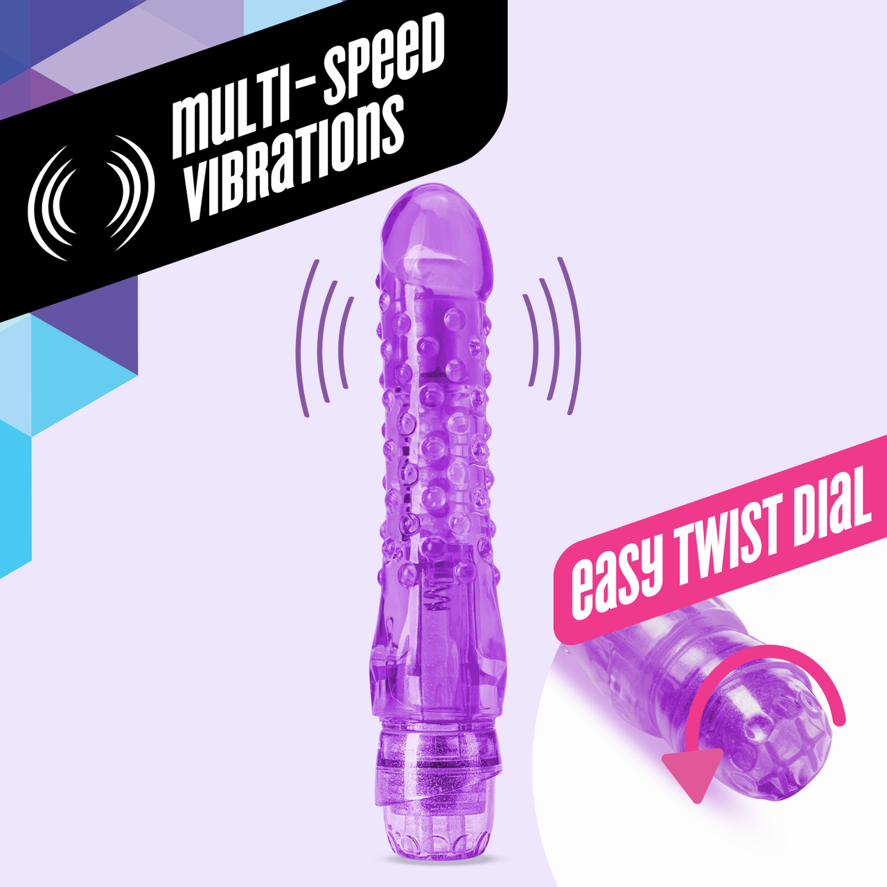 Vibrador 15cm Principiante Dildo Consolador Multivelocidad Naturally Yours - Bump n Grind - Purple