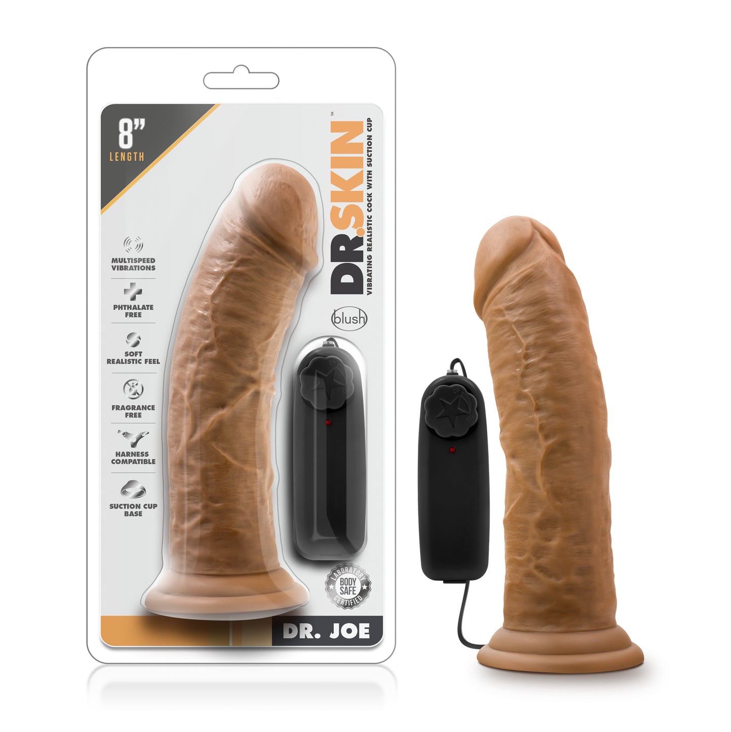 Vibrador Dildo Consolador 20cm, Control Remoto, copa de succión Dr Skin