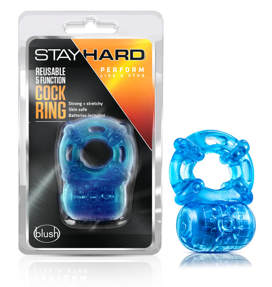 Anillo Vibrador De Retención Retardar eyaculación Stay Hard - Reusable 5 Function Cock Ring - Blue