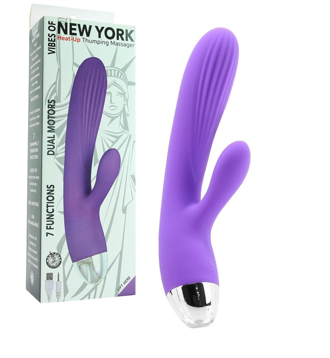 Vibrador Empuje Clítoris Punto G De Lujo Recargable Vibes of New York Heat-Up Thumping Rabbit