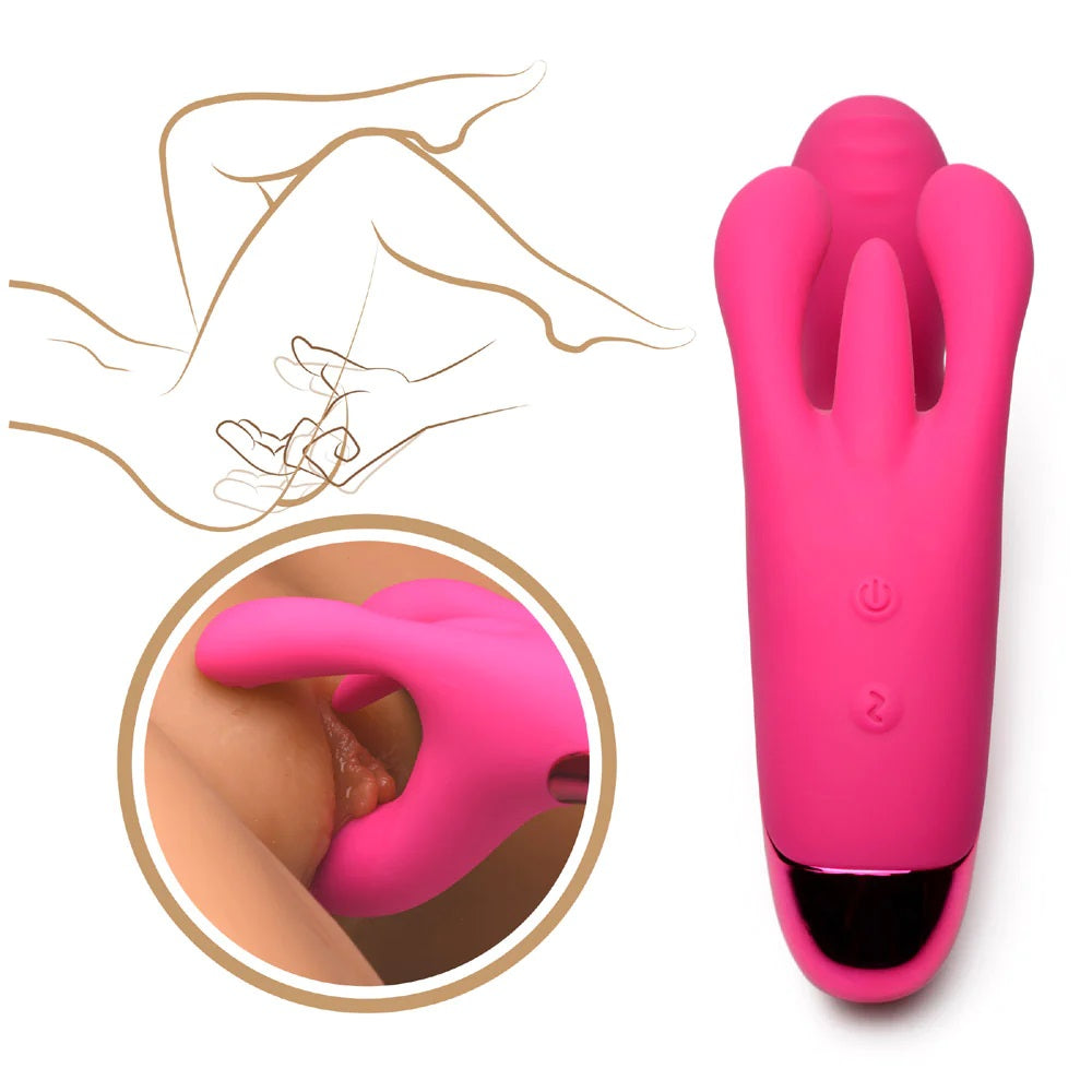 Triple Vibrador Estimulador Vaginal Clítoris Recargable Bang Triple Rabbit Vibrator - Pink