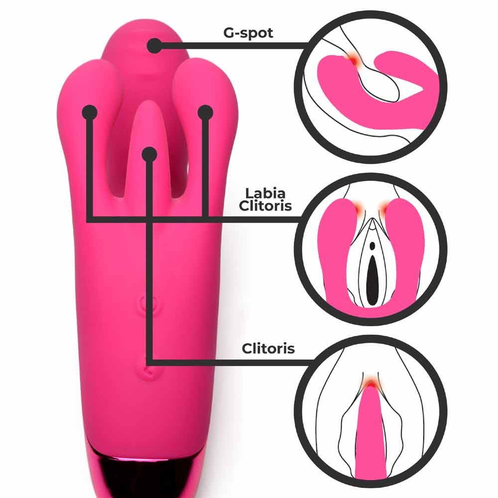 Triple Vibrador Estimulador Vaginal Clítoris Recargable Bang Triple Rabbit Vibrator - Pink
