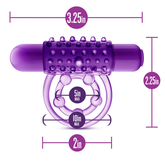 Anillo Vibrador Dual Para Pene Y Bolas Retardar Estimulante The Player - Vibrating Double Strap Cock Ring - Purple