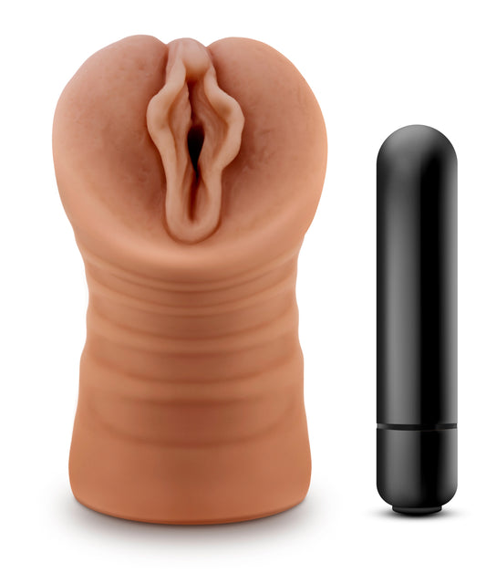 Masturbador Masculino Suave Rica Vagina Stroker Vibracion M for Men - Sofia - Mocha