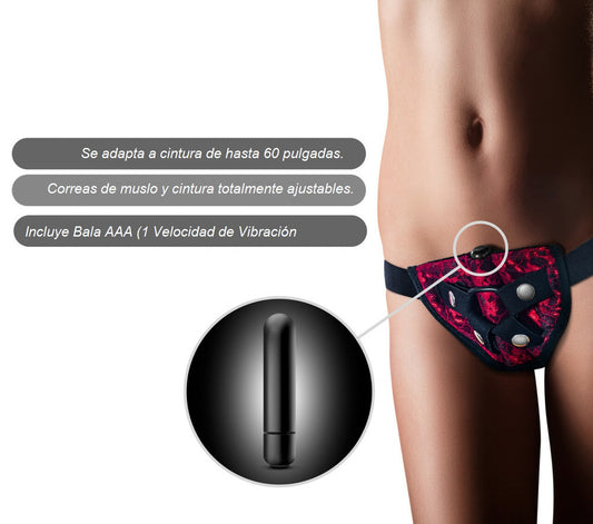 Strap On Para Dildo Bala Juegos De Pareja O Lesbico Temptasia - Lovelace Harness - Red
