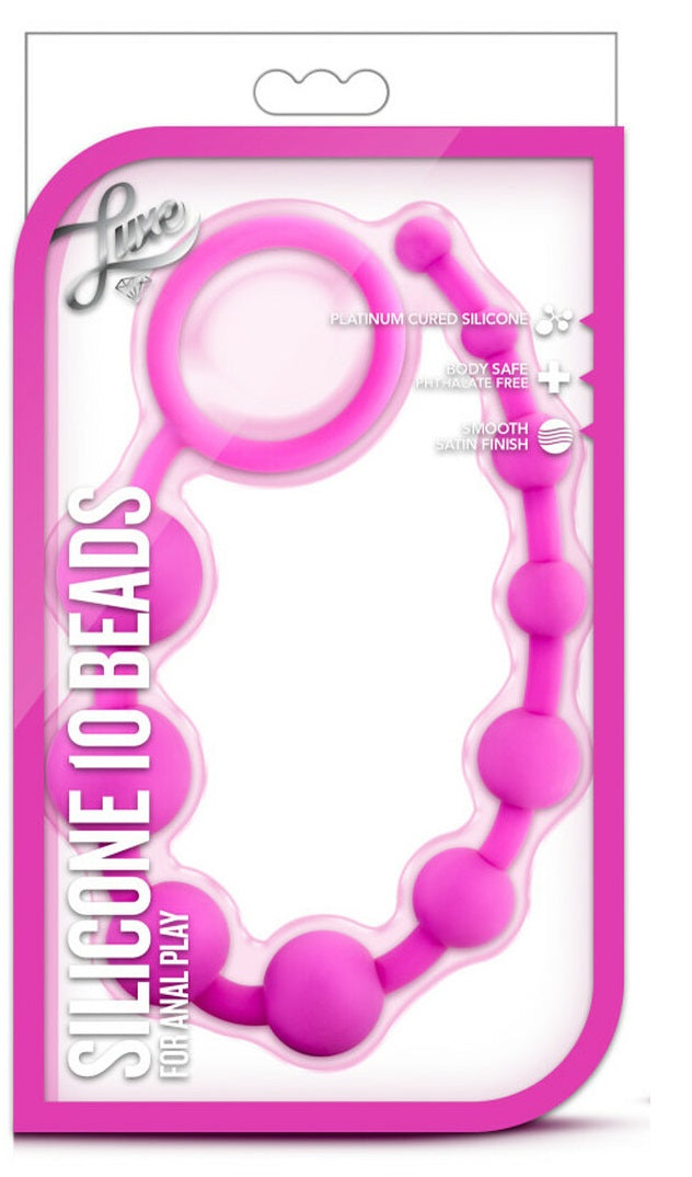 Plug Anal Silicon Principiantes Suave Y Flexible Luxe - Silicone 10 Beads - Pink