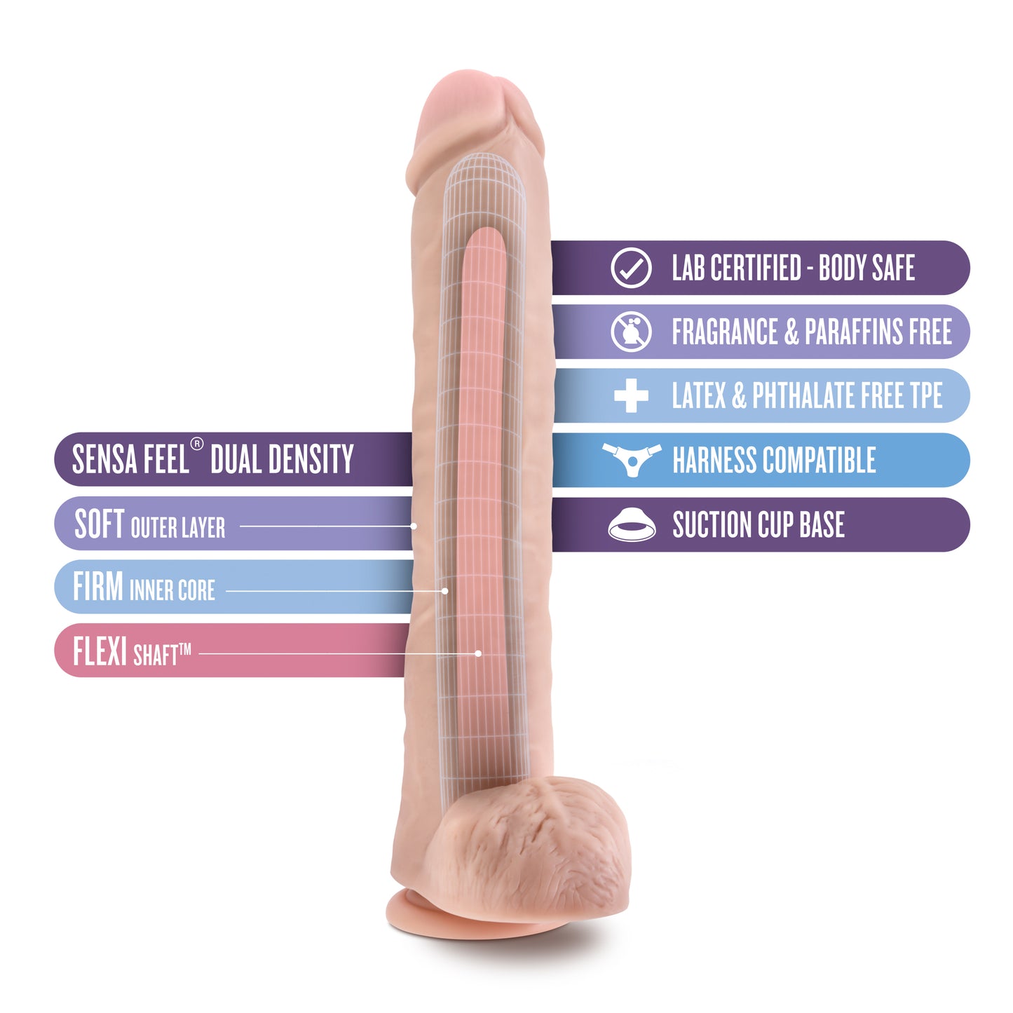 Dildo Grande 35cm Ventosa Suave Flexible Daddy - 14 Inch Sensa Feel Dual Density Dildo