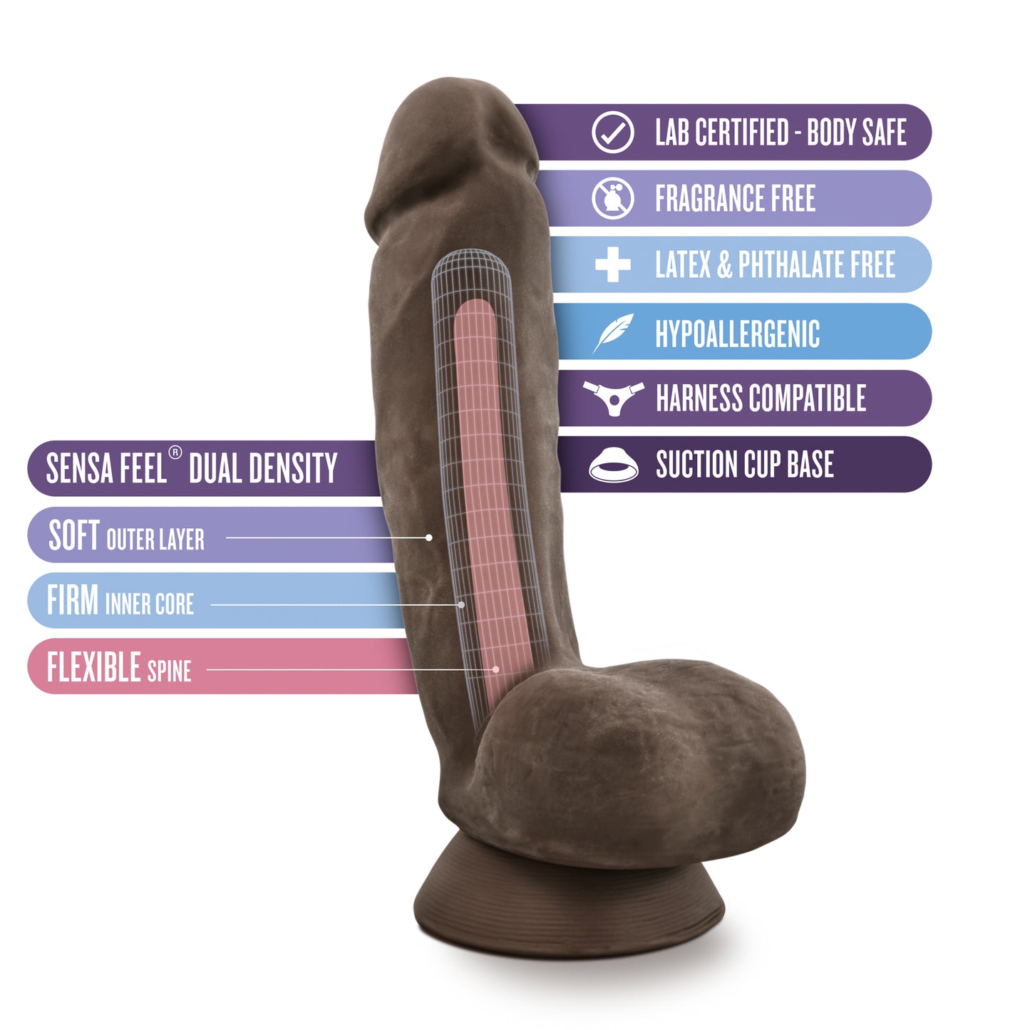 Dildo Grande Moreno Sensación Real 21cm Jerome - Brown Au Naturel