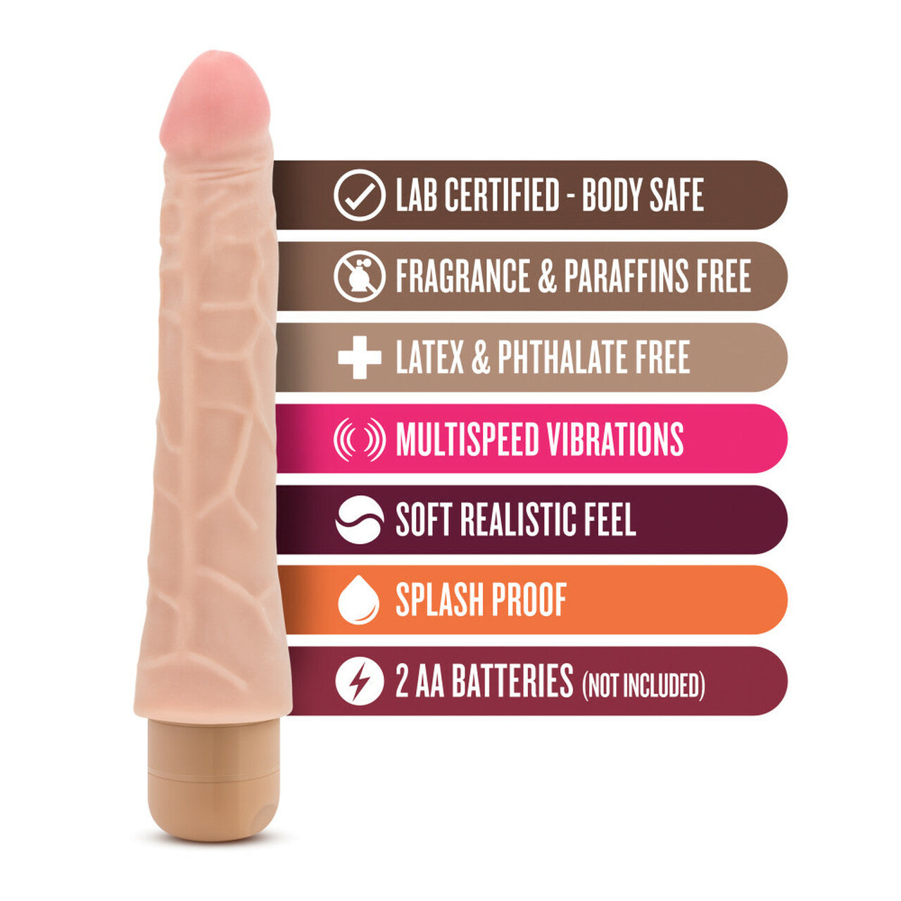 Dildo Vibrador Suave Consolador Realista 22cm X5 Plus - Mambo Vibe - Beige