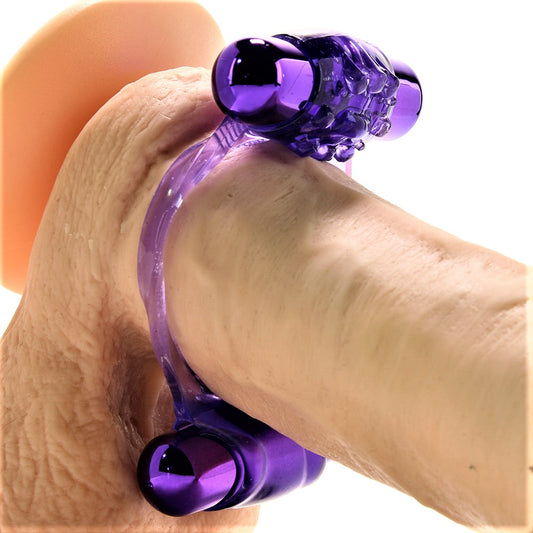 Anillo C Vibración Doble Bala Reusable Asombrosas Vibraciones Fantasy C-Ringz Duo-Vibrating Super Ring - Purple