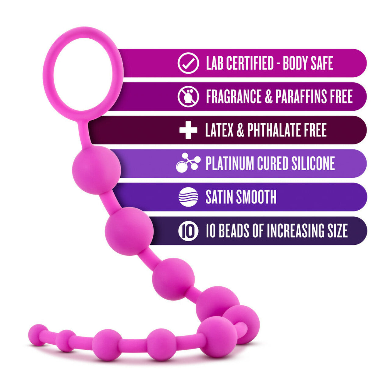 Plug Anal Silicon Principiantes Suave Y Flexible Luxe - Silicone 10 Beads - Pink