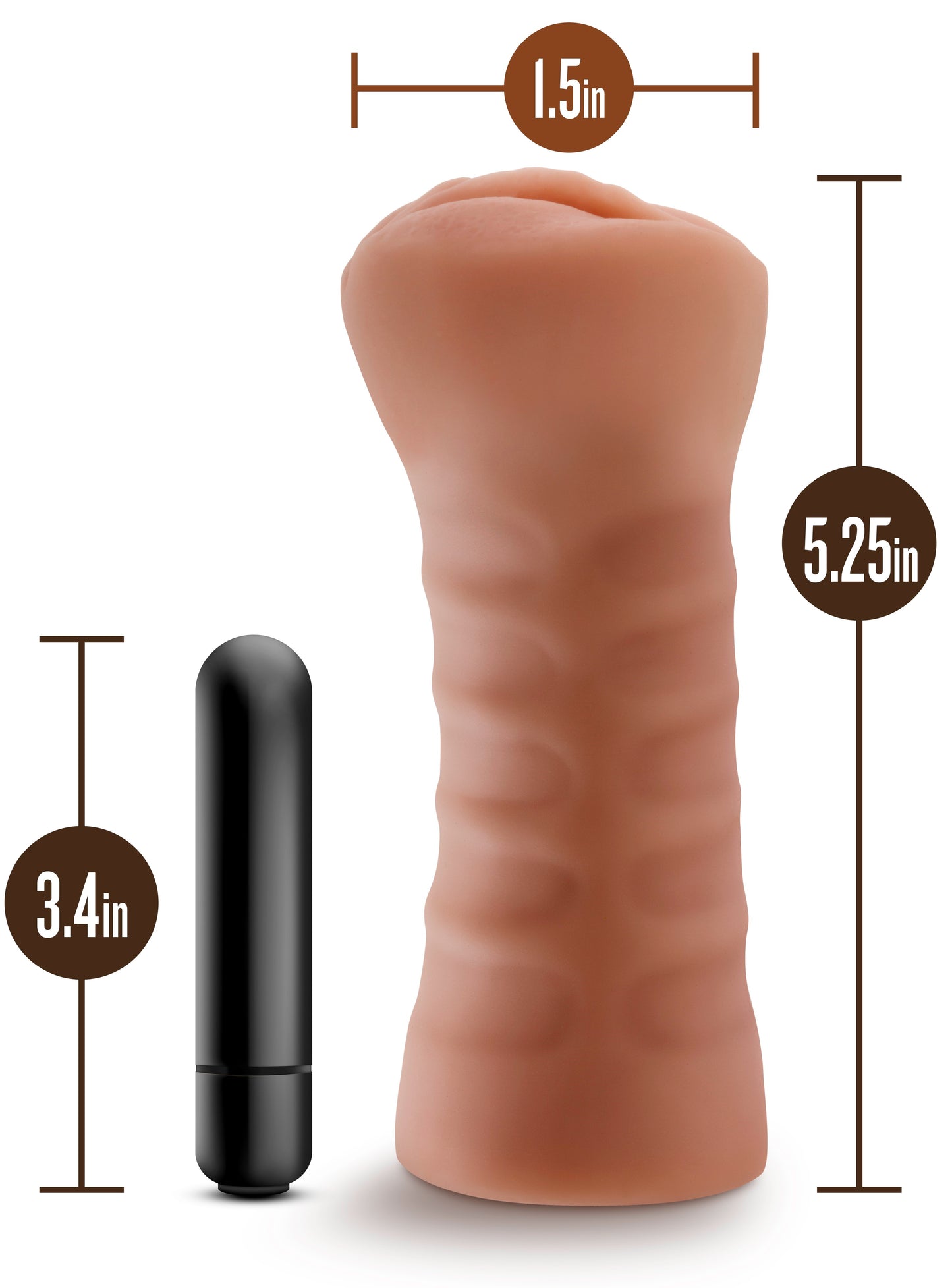 Masturbador Masculino Suave Rica Vagina Stroker Vibracion M for Men - Sofia - Mocha