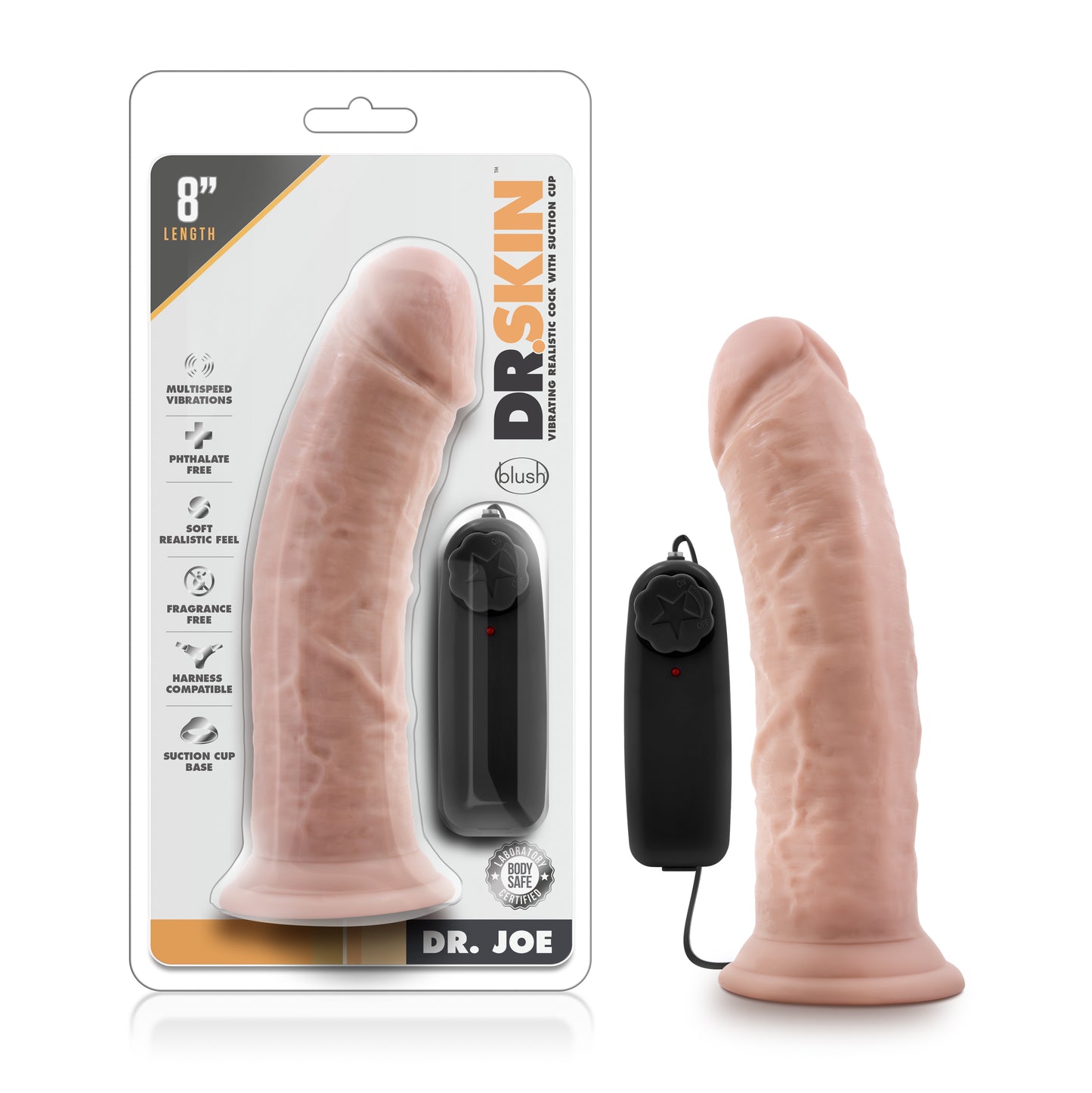 Vibrador Potente Grande Grueso 20cm Control velocidad Beige Dr Joe