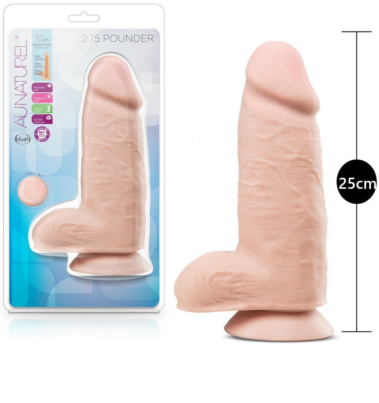 Dildo Realista Suave Grueso Gordo 10 PuLG Au Naturel Pounder Au Naturel - 2.75 Pounder - Vanilla