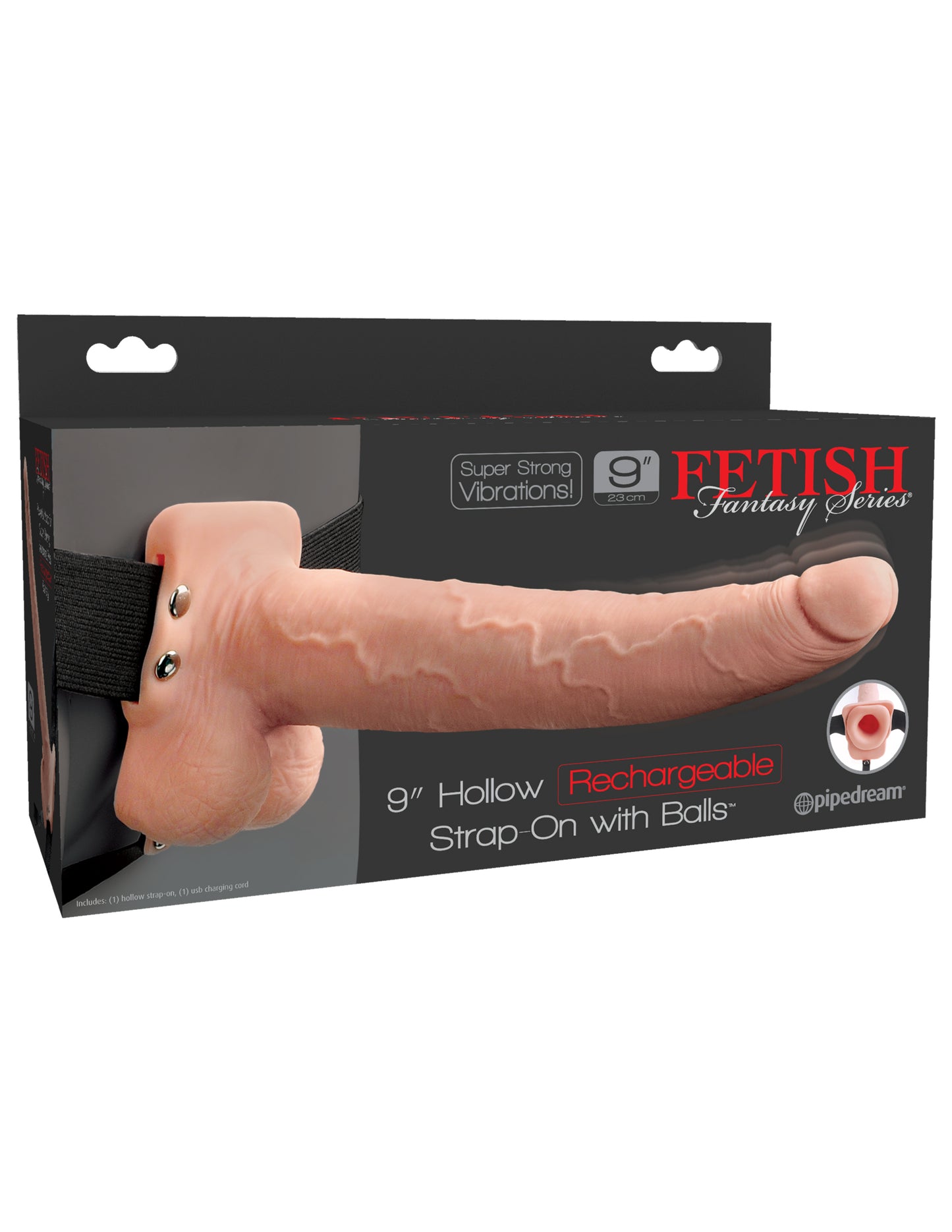 Arnés Vibrador Recargable 22cm Extension Fetish Dildo Hueco 9" Hollow Rechargeable Strap-On with Balls Arnes Dildo Hueco Vibrador 20cm Funda Extensión, Asistente de Erección