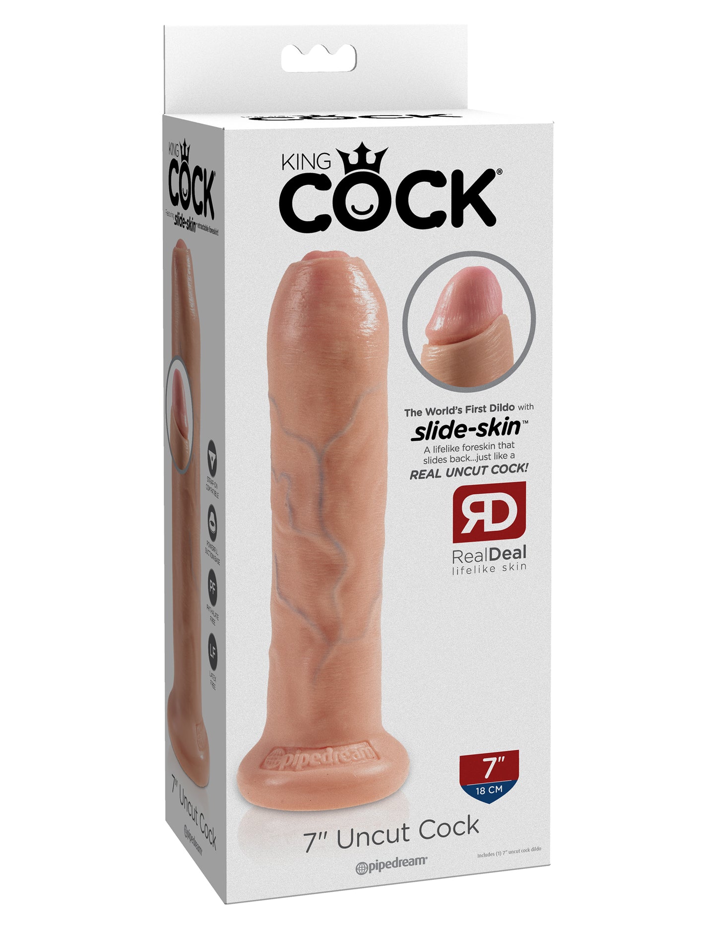 King Cock Dildo Uncut 7 pulgadas Realista 19cm Consolador