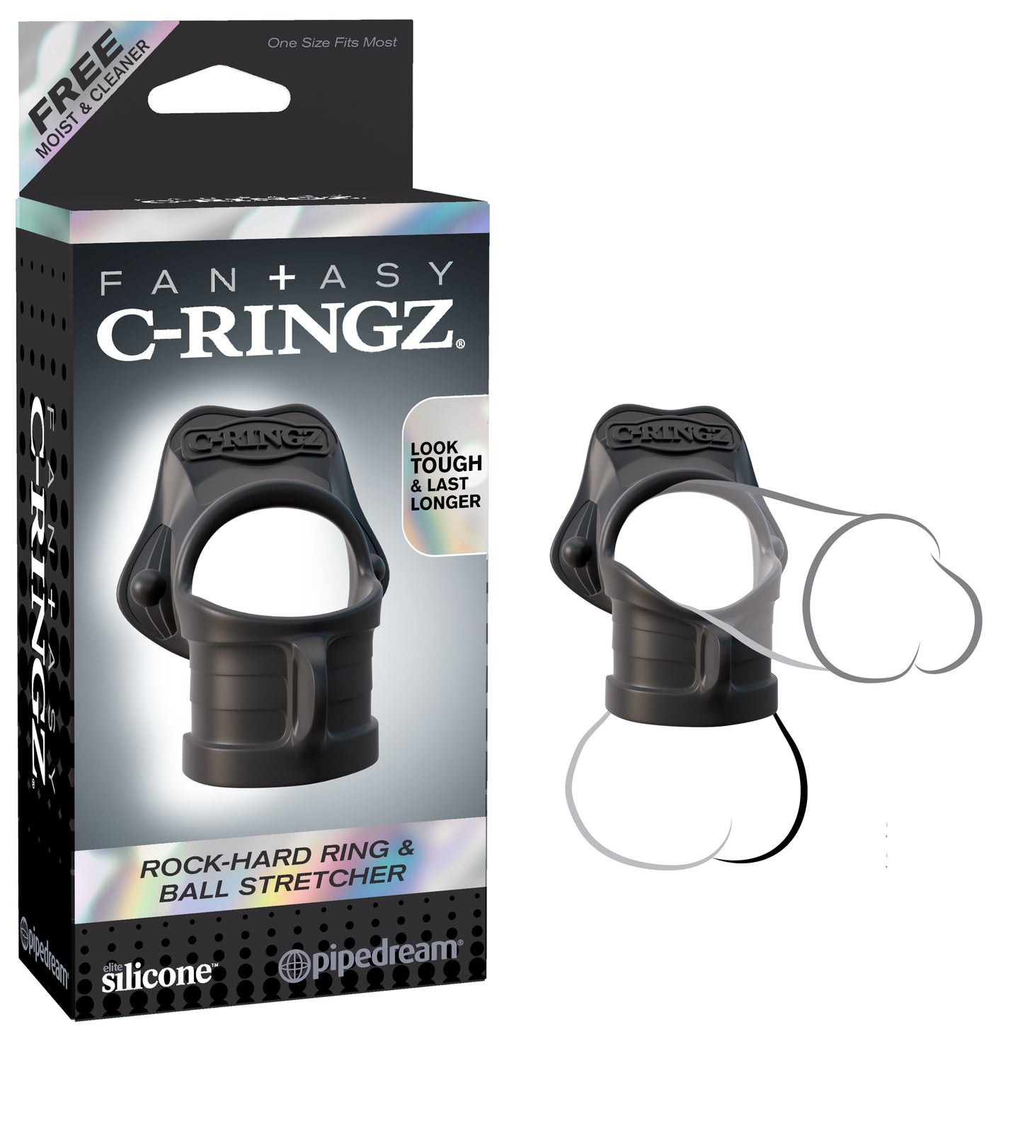 Anillo Liga Para Pene Y Testiculos Silicona Elástico C-RINGZ Rock Hard Ring & Ball Stretcher