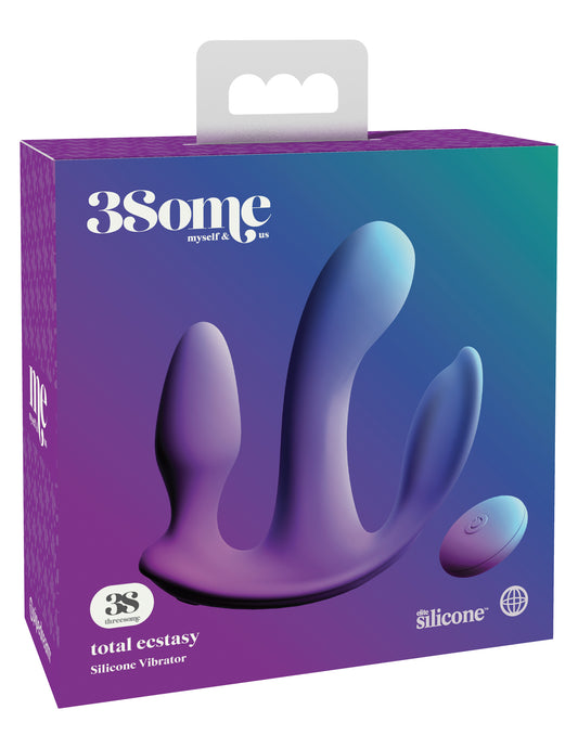 Vibrador Triple Estimulación Vaginal Anal Clitoris Silicon 3Some Total Ecstasy