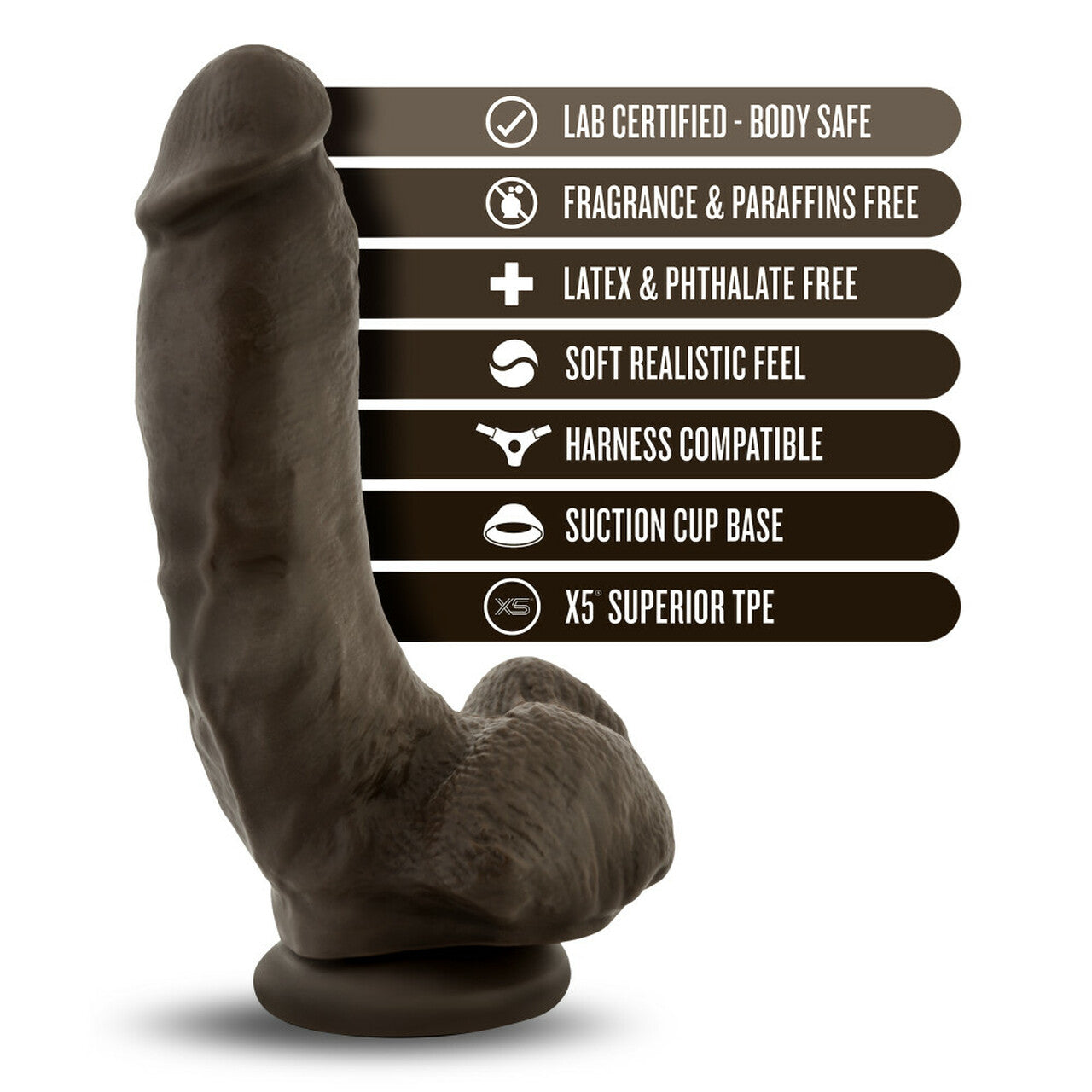 Dildo 22cm Realista Suave Consolador Moreno Loverboy - The Mechanic - Chocolate