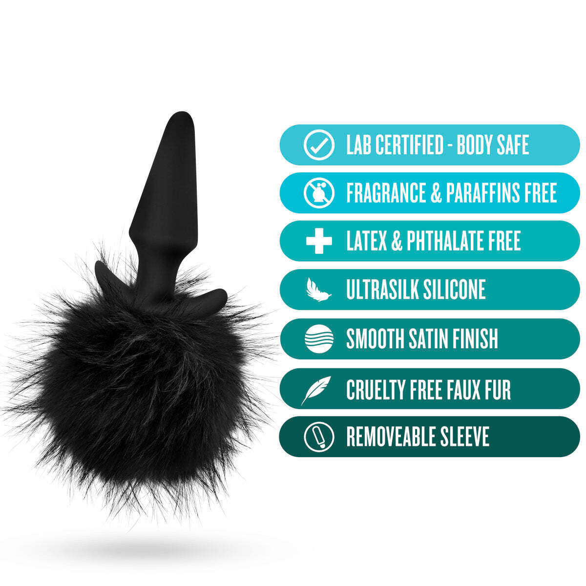 Plug Anal Colita Sexy Hermoso Cola Conejo Alta Calidad Anal Adventures Platinum - Rabbit Tail Plug - Black