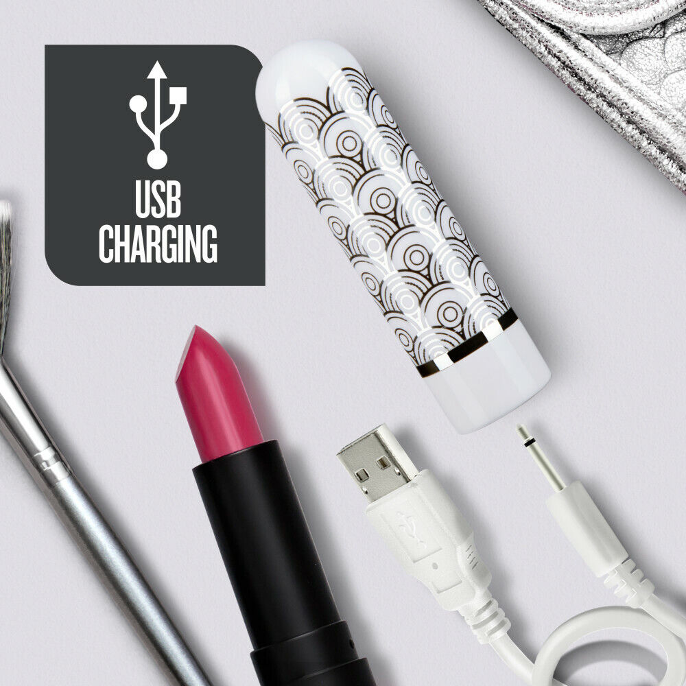 Bala Recargable Consolador Vibrador Bala Vibradora Potente Clásica Pequeña The Collection Glitzy Halo Bullet