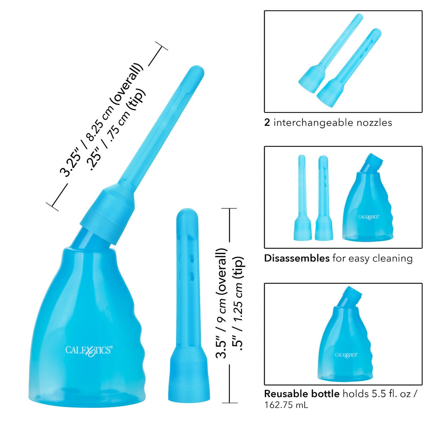 Enema Higiene Intima Anal Vaginal Unisex Ducha Dos Nodulos Azúl