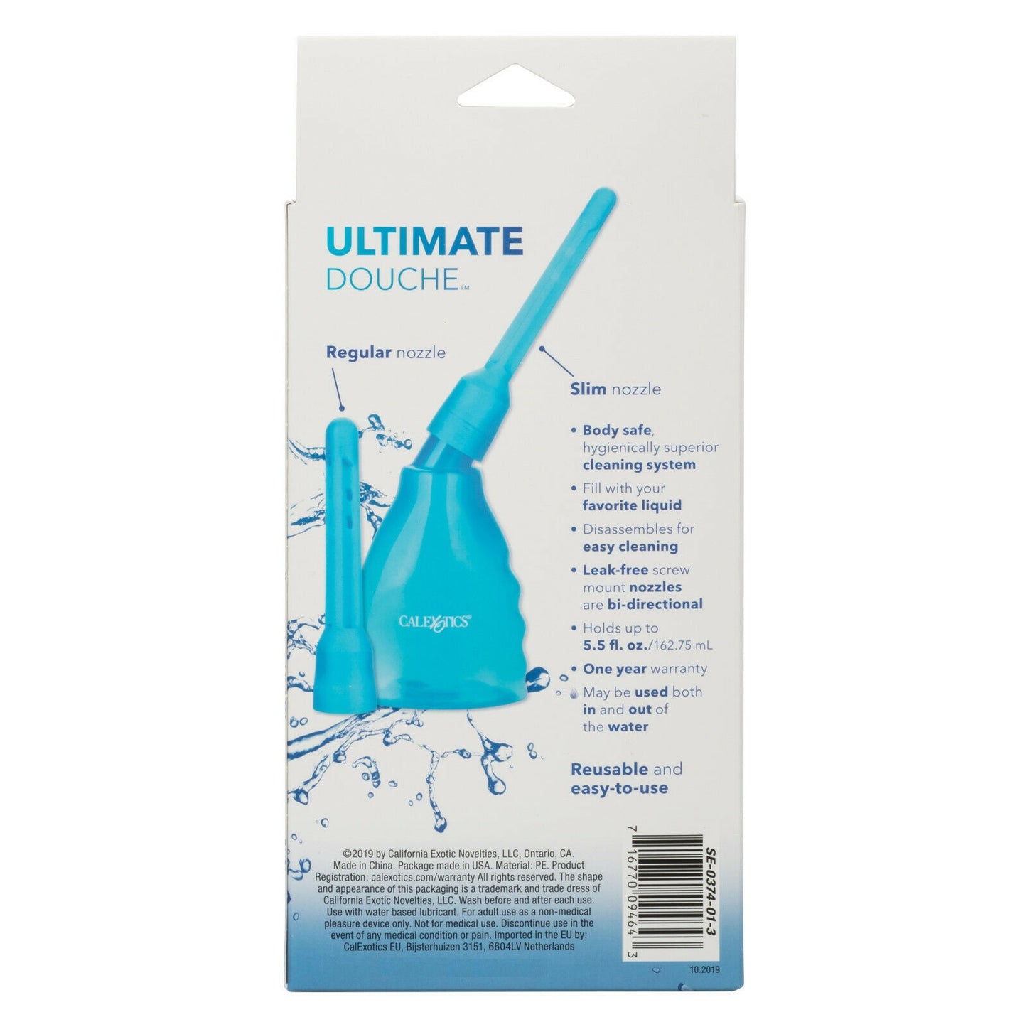 Enema Higiene Intima Anal Vaginal Unisex Ducha Dos Nodulos Azúl