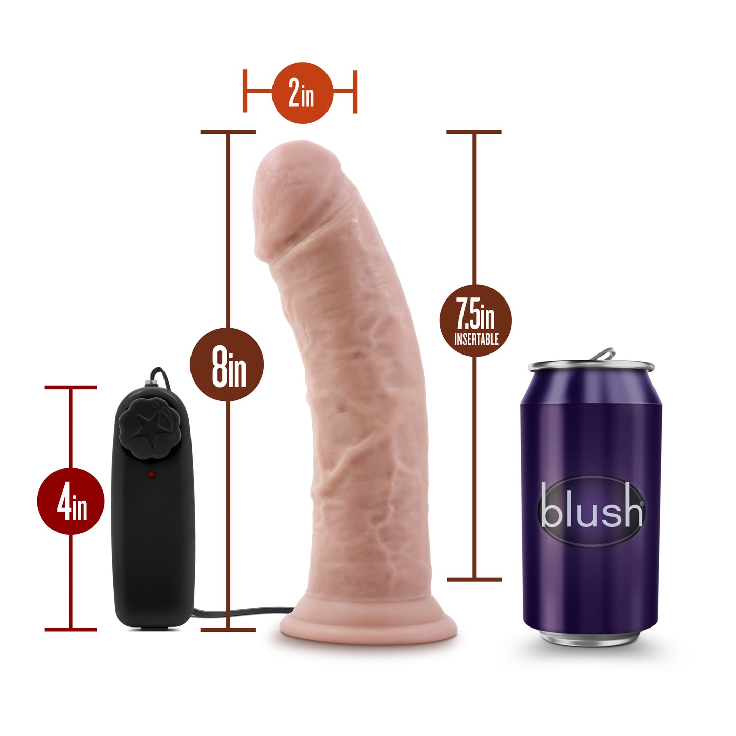 Vibrador Potente Grande Grueso 20cm Control velocidad Beige Dr Joe