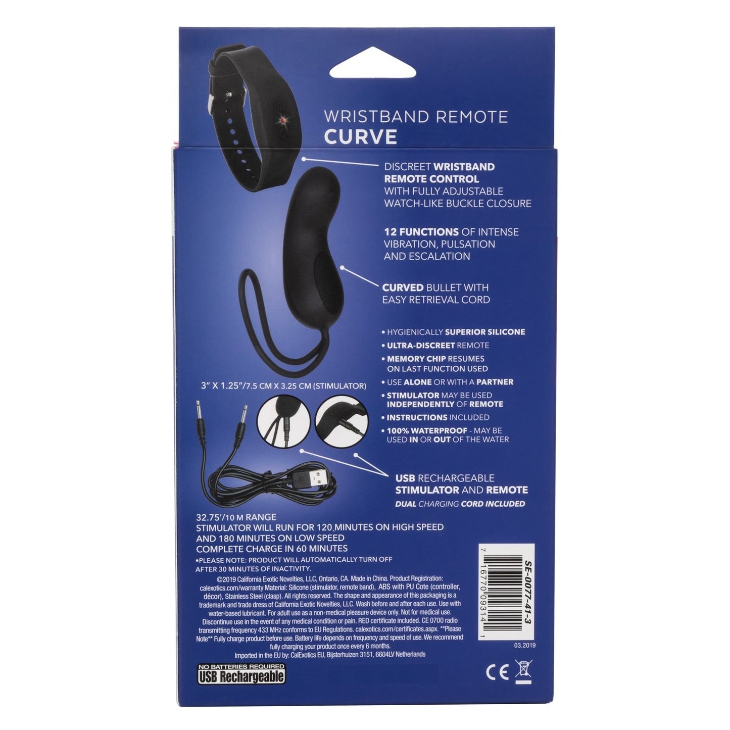 Vibrador Excitador Vaginal Bragas Control Remoto Recargable Wristband Remote Curve