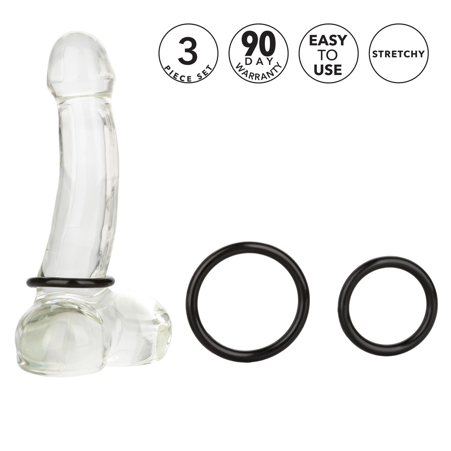 Anillo Pene Y Bolas Cock Ring Fuertes Erecciones Black Set Tri-Rings