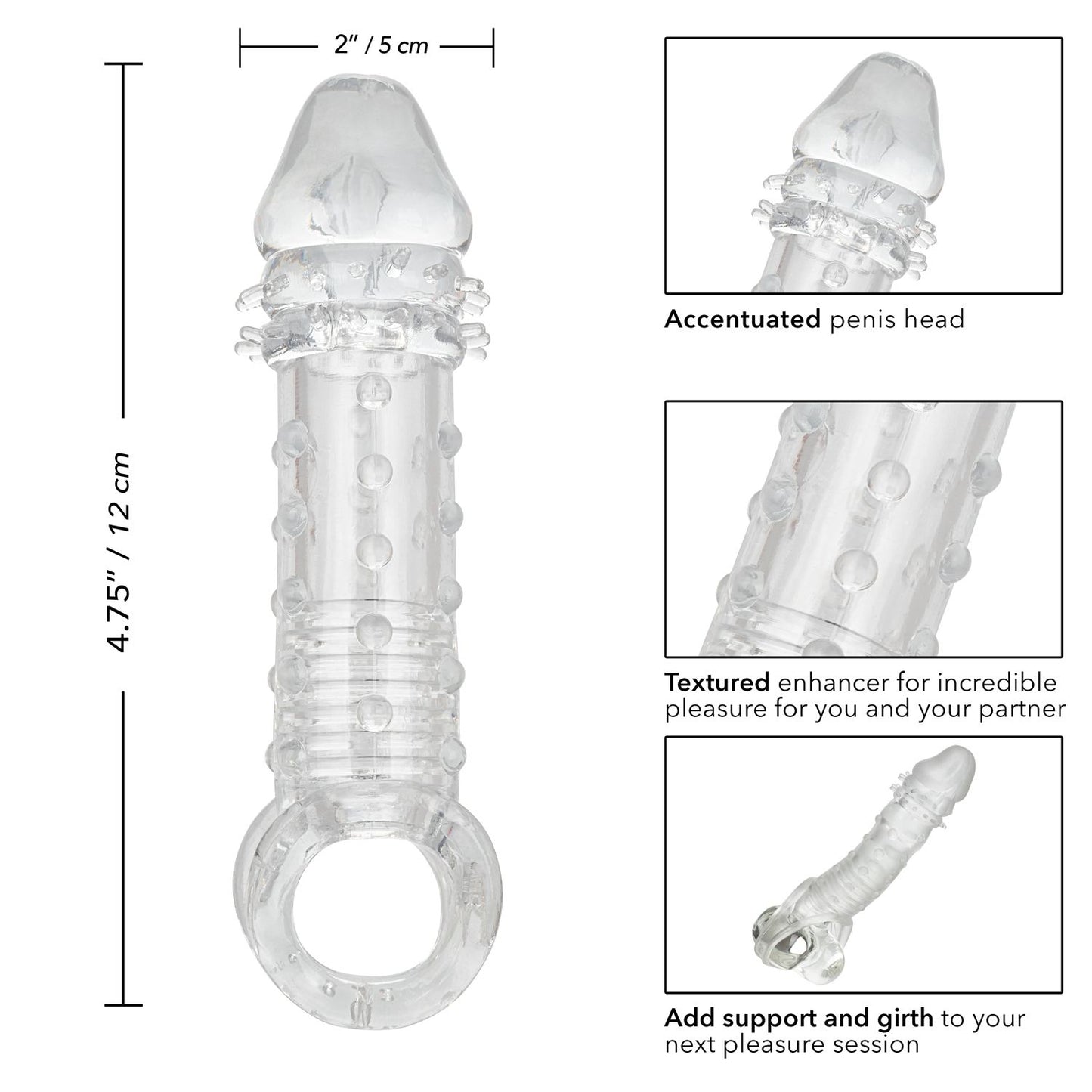 Funda Pene Sujetador Ultra Estimulante Textura 2 Pulgadas Más Ultimate Stud Extender