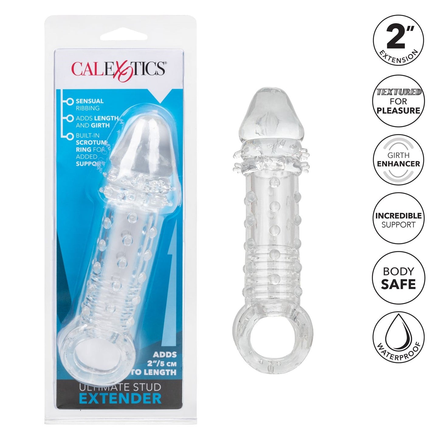 Funda Pene Sujetador Ultra Estimulante Textura 2 Pulgadas Más Ultimate Stud Extender