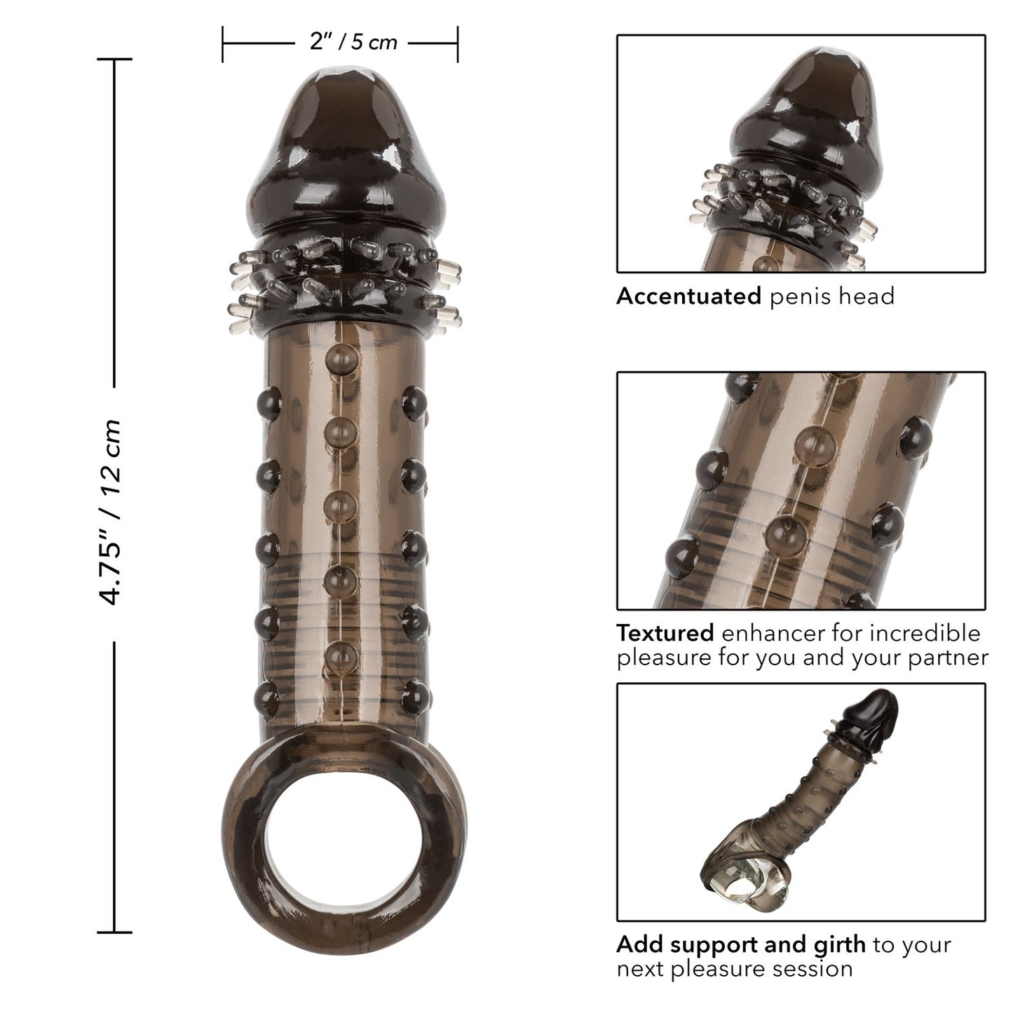 Funda Pene Sujetador Ultra Estimulante Textura 2 Pulgadas Más Ultimate Stud Extender